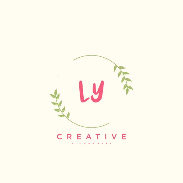 Beauty Vector Logo Inicial Diseño Arte Logotipo Escritura Mano Firma — Archivo Imágenes Vectoriales