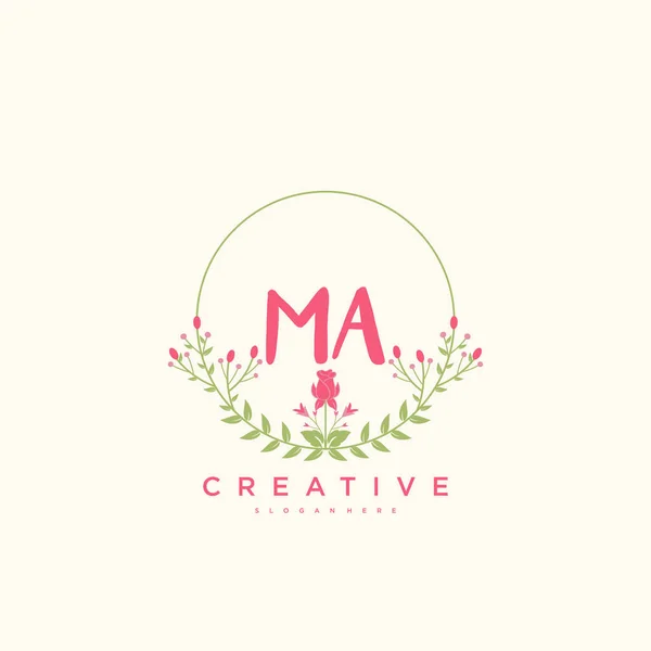 Beauty Vector Logo Inicial Diseño Arte Logotipo Escritura Mano Firma — Vector de stock