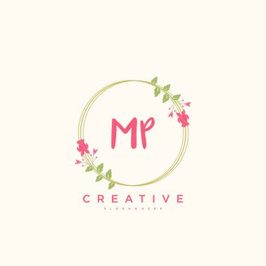 MP Beauty vektör ilk logo, el yazısı sanat tasarımı ilk imza, düğün, moda, mücevher, butik, çiçek ve botanik herhangi bir şirket veya iş için yaratıcı şablona sahip.