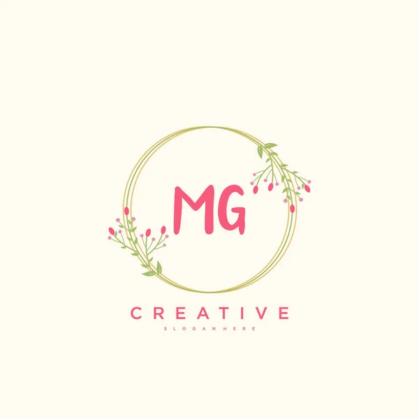 Mgm Beauty Vector Eerste Logo Handschrift Logo Art Design Van — Stockvector