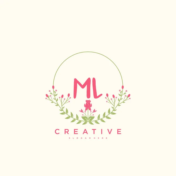 Beauty Vector Logo Inicial Diseño Arte Logotipo Escritura Mano Firma — Vector de stock