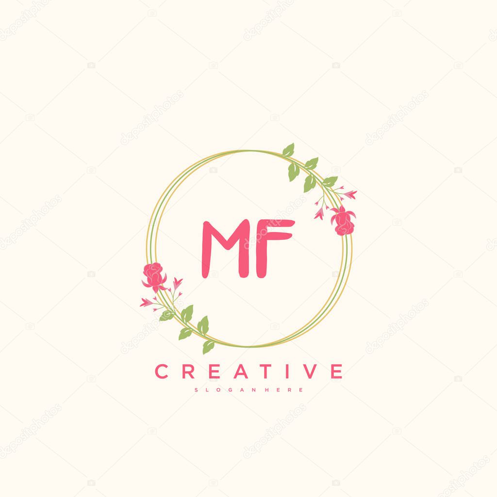 MF Beauty vector initial logo, handwriting logo art design of initial signature, wedding, fashion, jewerly, boutique, floral and botanical with creative template for any company or business.