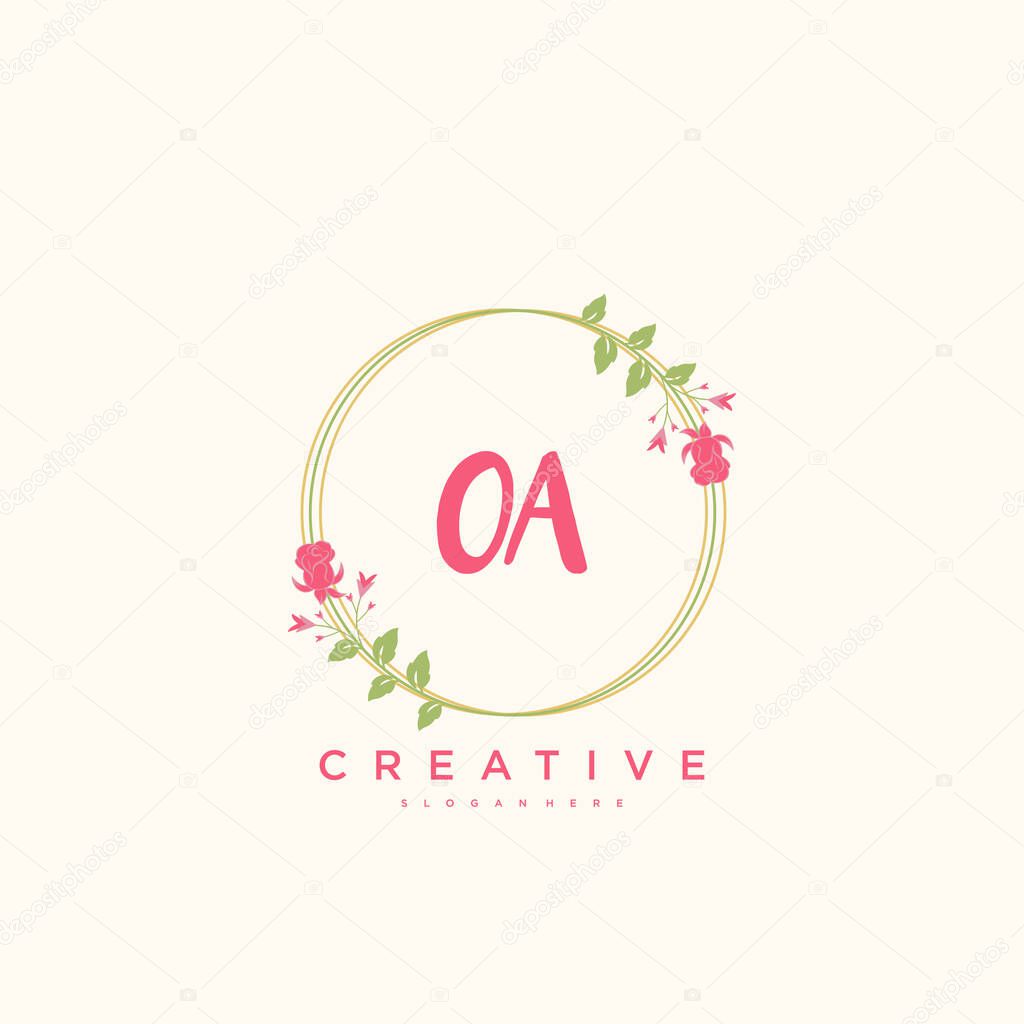 OA Beauty vector initial logo, handwriting logo art design of initial signature, wedding, fashion, jewerly, boutique, floral and botanical with creative template for any company or business.
