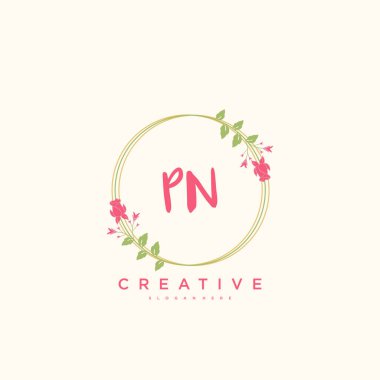 PN Güzellik Vektörü ilk logosu, ilk imzanın el yazısı sanat tasarımı, düğün, moda, mücevher, butik, çiçek ve botanik, herhangi bir şirket veya işletme için yaratıcı şablona sahip..