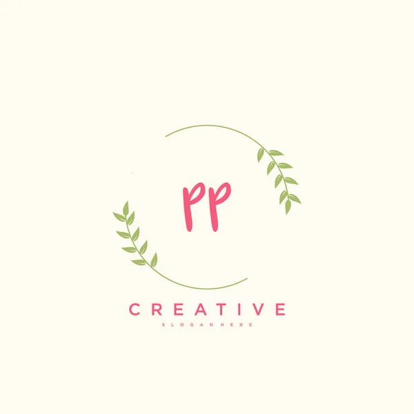 Beauty Vector Initial Logo Handschrift Logo Art Design Der Initialen — Stockvektor