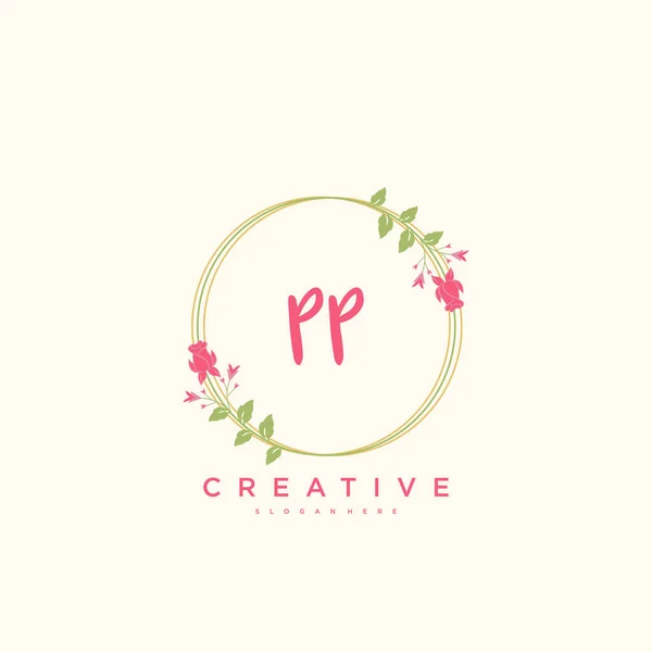 Beauty Vector Initial Logo Handschrift Logo Art Design Der Initialen — Stockvektor