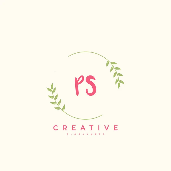 Beauty Vector Initial Logo Handschrift Logo Art Design Der Initialen — Stockvektor