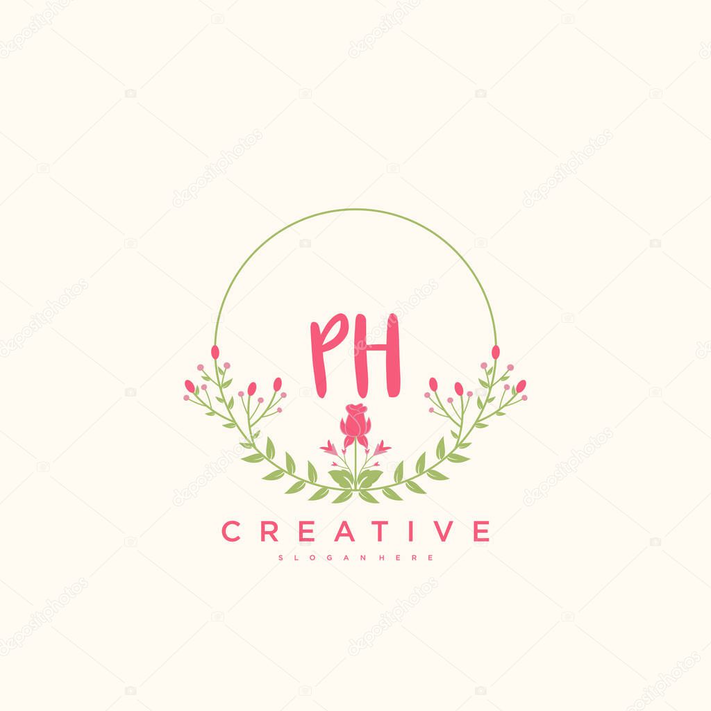 PH Beauty vector initial logo, handwriting logo art design of initial signature, wedding, fashion, jewerly, boutique, floral and botanical with creative template for any company or business.