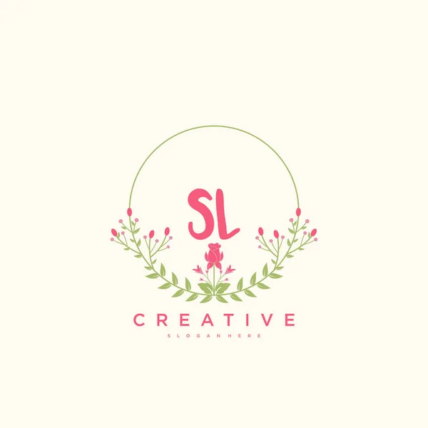 Beauty Vector Logo Inicial Diseño Arte Logotipo Escritura Mano Firma — Vector de stock