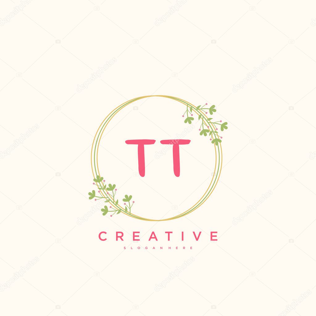 TT Beauty vector initial logo, handwriting logo art design of initial signature, wedding, fashion, jewerly, boutique, floral and botanical with creative template for any company or business.
