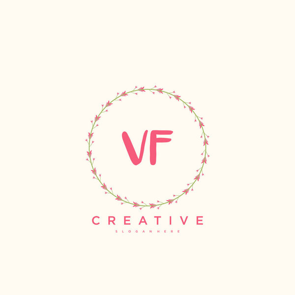 VF Beauty vector initial logo, handwriting logo art design of initial signature, wedding, fashion, jewerly, boutique, floral and botanical with creative template for any company or business.