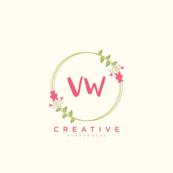 Beauty Vector Initial Logo Handschrift Logo Art Design Der Initialen — Stockvektor