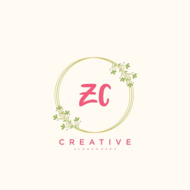 ZC Güzellik Vektörü ilk logosu, ilk imzanın el yazısı sanat tasarımı, düğün, moda, mücevher, butik, çiçek ve botanik, herhangi bir şirket veya işletme için yaratıcı şablona sahip..