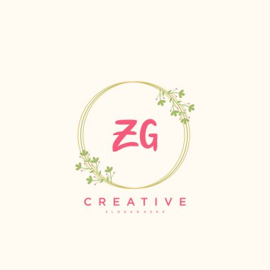 ZG Güzellik Vektörü ilk logosu, ilk imzanın el yazısı sanat tasarımı, düğün, moda, mücevher, butik, çiçek ve botanik, herhangi bir şirket veya işletme için yaratıcı şablona sahip..