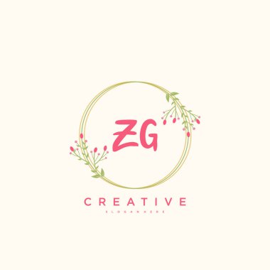 ZG Güzellik Vektörü ilk logosu, ilk imzanın el yazısı sanat tasarımı, düğün, moda, mücevher, butik, çiçek ve botanik, herhangi bir şirket veya işletme için yaratıcı şablona sahip..