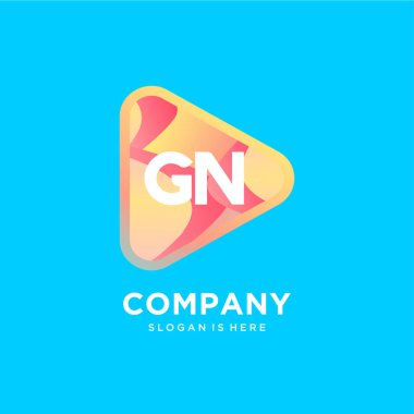 Renkli şablon vektörlü GN başlangıç logosu.