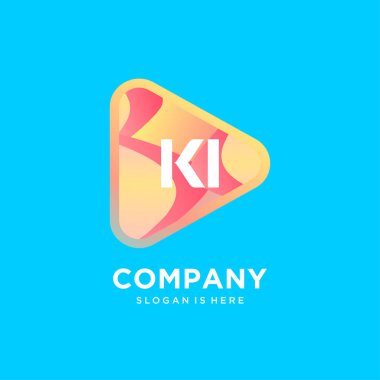 Renkli şablon vektörlü KI başlangıç logosu.