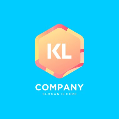 Renkli şablon vektörlü KL başlangıç logosu.