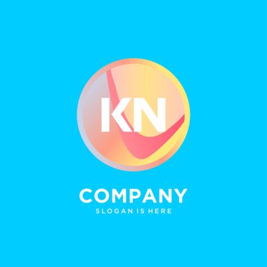 Renkli şablon vektörlü KN başlangıç logosu.