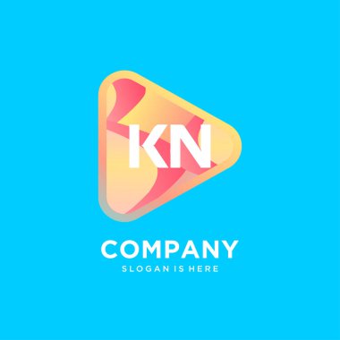 Renkli şablon vektörlü KN başlangıç logosu.