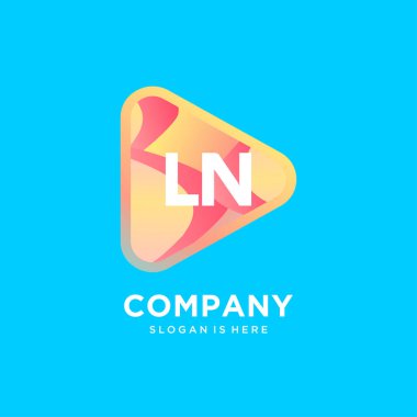 Renkli şablon vektörlü LN başlangıç logosu.