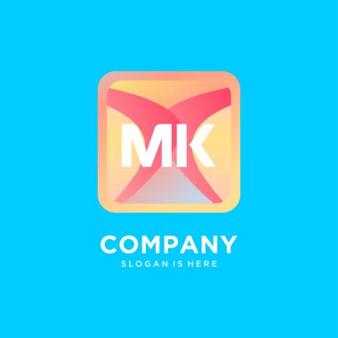 Renkli şablon vektörlü MK başlangıç logosu.