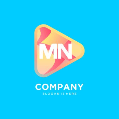 Renkli şablon vektörlü MN başlangıç logosu.
