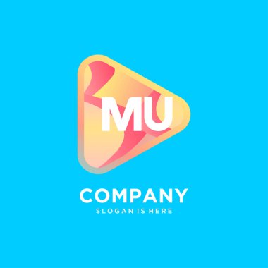 Renkli şablon vektörlü MU ilk logosu.