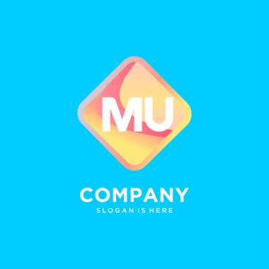 Renkli şablon vektörlü MU ilk logosu.