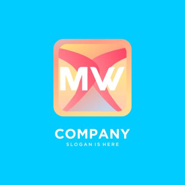 Renkli şablon vektörlü MW başlangıç logosu.