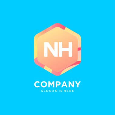 Renkli şablon vektörüyle NH başlangıç logosu.