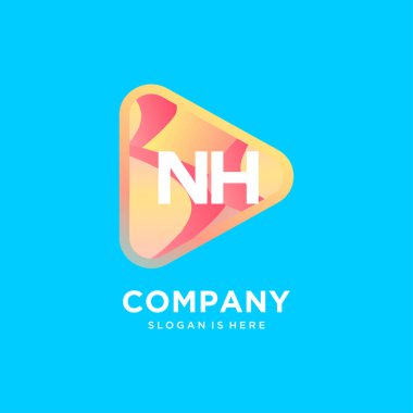 Renkli şablon vektörüyle NH başlangıç logosu.