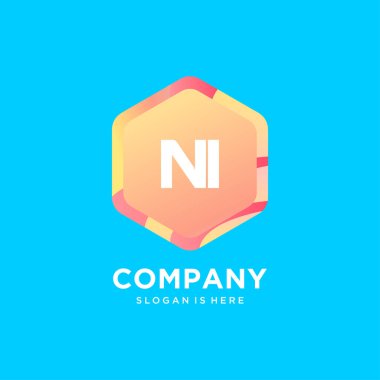 Renkli şablon vektörlü NI başlangıç logosu.