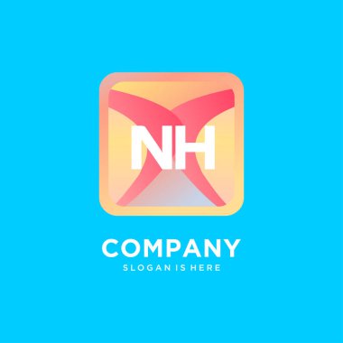 Renkli şablon vektörüyle NH başlangıç logosu.