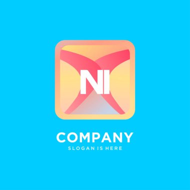 Renkli şablon vektörlü NI başlangıç logosu.