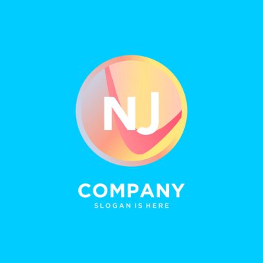 Renkli şablon vektörlü NJ başlangıç logosu.