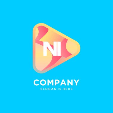 Renkli şablon vektörlü NI başlangıç logosu.
