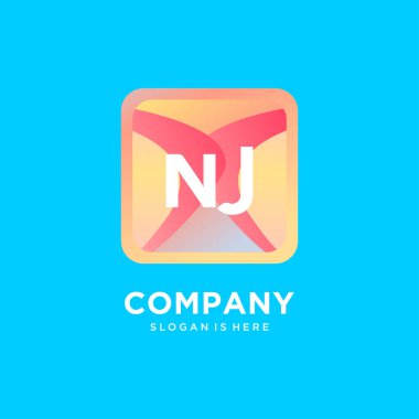 Renkli şablon vektörlü NJ başlangıç logosu.