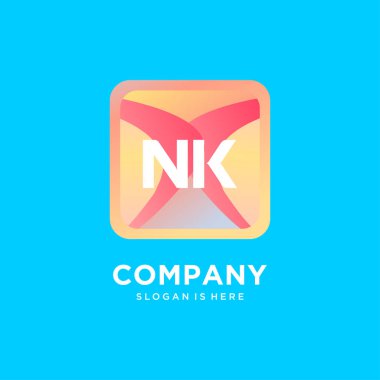 Renkli şablon vektörlü NK başlangıç logosu.