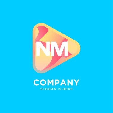 Renkli şablon vektörlü NM başlangıç logosu.