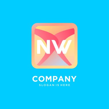 Renkli şablon vektörlü NW başlangıç logosu.