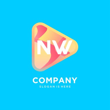 Renkli şablon vektörlü NW başlangıç logosu.
