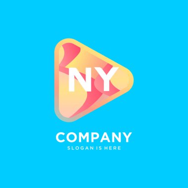 Renkli şablon vektörlü NY başlangıç logosu.