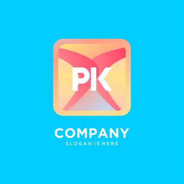 Renkli şablon vektörlü PK başlangıç logosu.