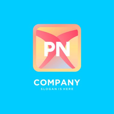 Renkli şablon vektörlü PN başlangıç logosu.