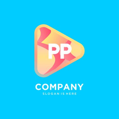 Renkli şablon vektörlü PP başlangıç logosu.