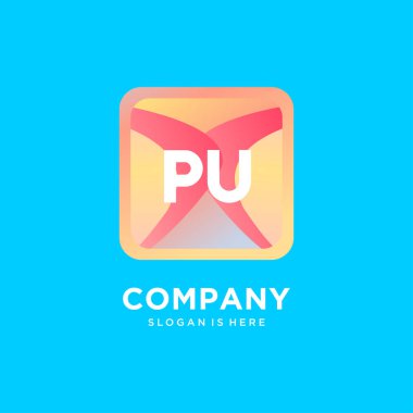 Renkli şablon vektörlü PU ilk logosu.