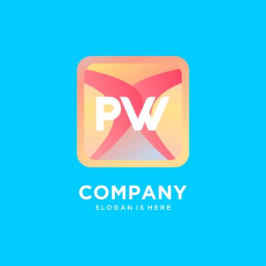 Renkli şablon vektörlü PW başlangıç logosu.