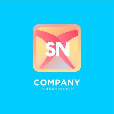 Renkli şablon vektörlü SN başlangıç logosu.