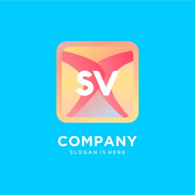 Renkli şablon vektörlü SV başlangıç logosu.